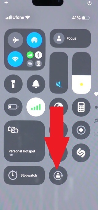 Turning orientation lock on iPhone on and off.