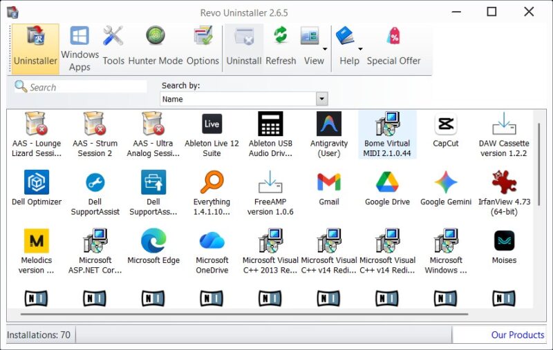 Icon View Of Installed Apps In Revo Uninstaller
