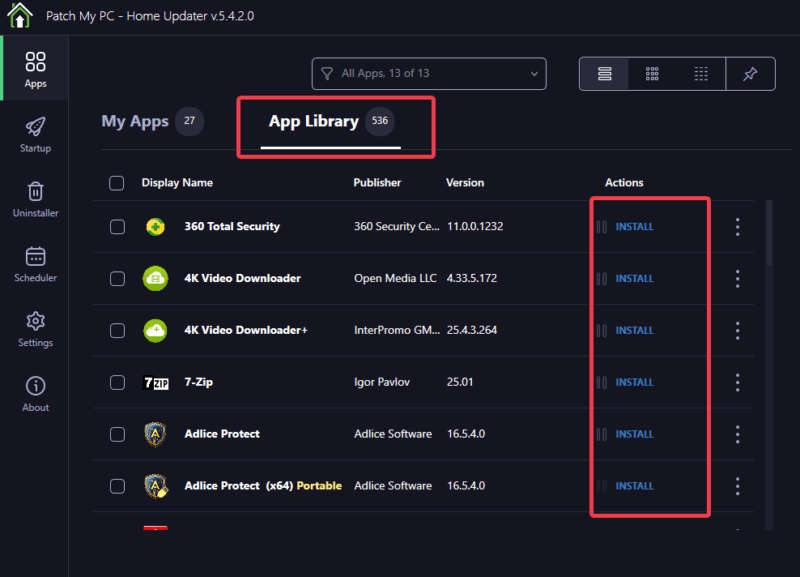 Install Apps From App Library