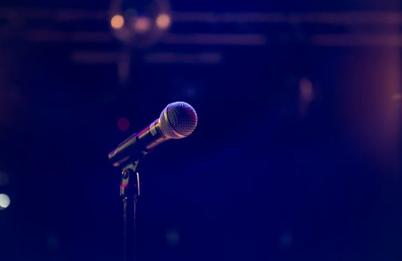 Microphone on a stage.