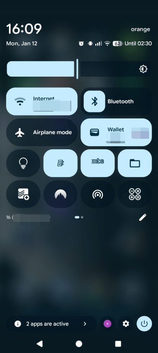 Quick Settings custom view on Android phone. 