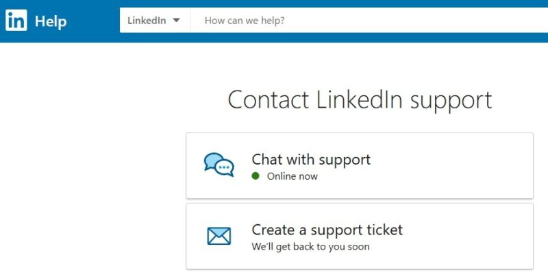 LinkedIn contact options.