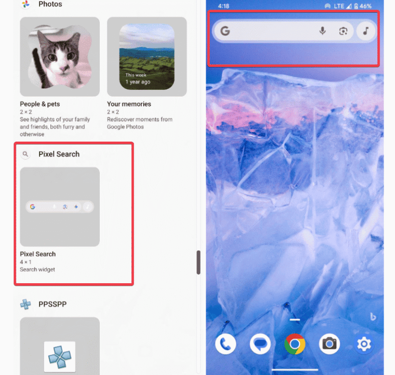 Pixel Search Widget Added