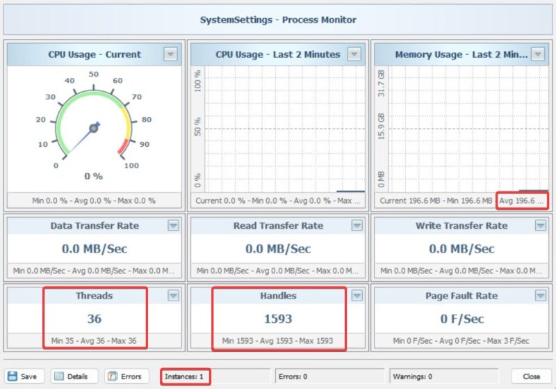 Process Monitor Window For System Settings Sysgauge