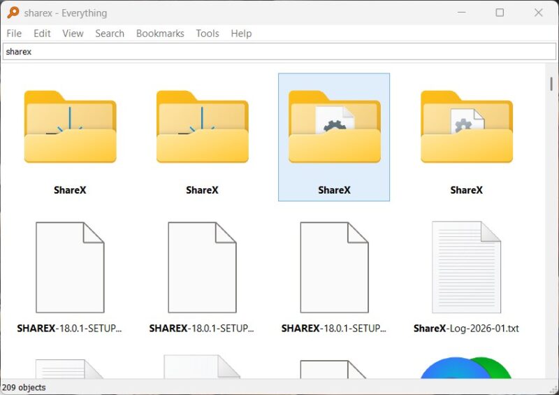 Searching For Sharex In Everything App
