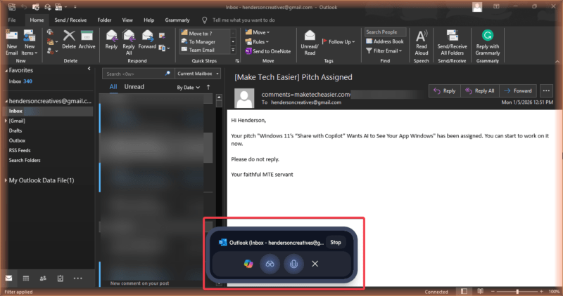 Share With Copilot Onoutlook