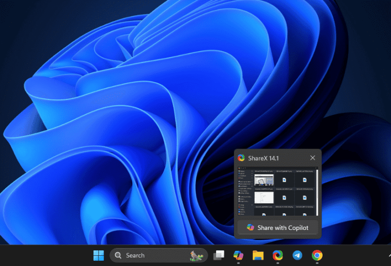 Share With Copilot Windows 11 Taskbar