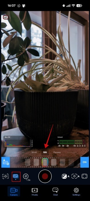 Applying color grading directly from Blackmagic Camera app.
