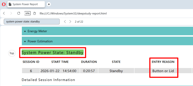Sleep Study Report showing sleep reason