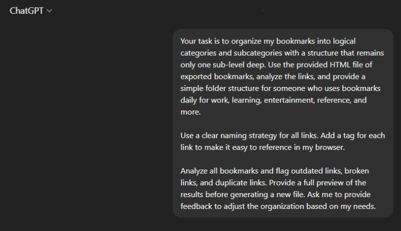 Tame Bookmark Clutter By Organizing Bookmarks With Chatgpt Start Prompt