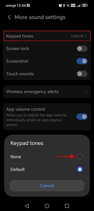 Disabling "Keypad tones" in Honor Settings. 
