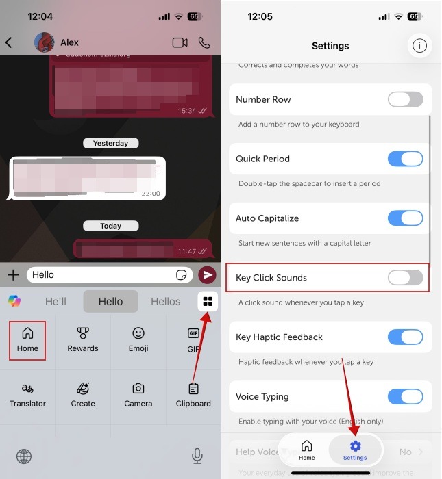Turning keyboard sounds off via SwiftKey keyboard on iPhone. 