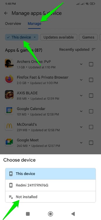 list ofUninstalled Apps
