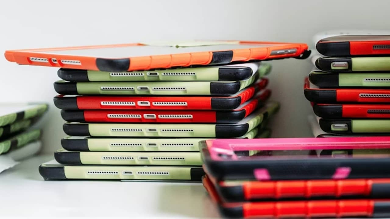 Stack of colorful tablets.