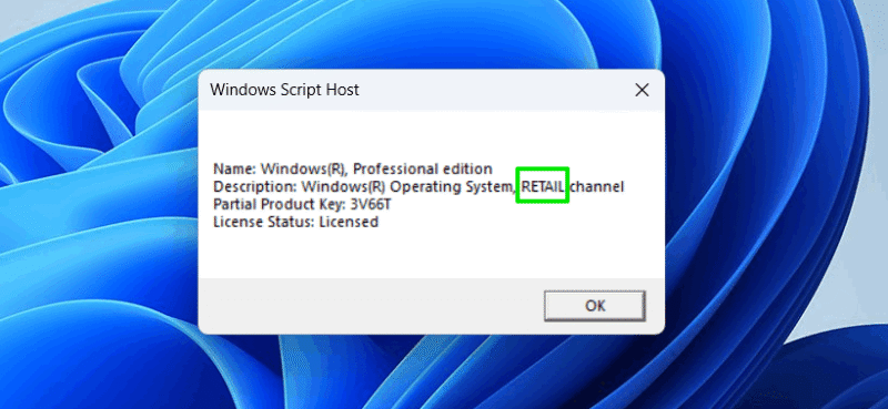 Windows license details