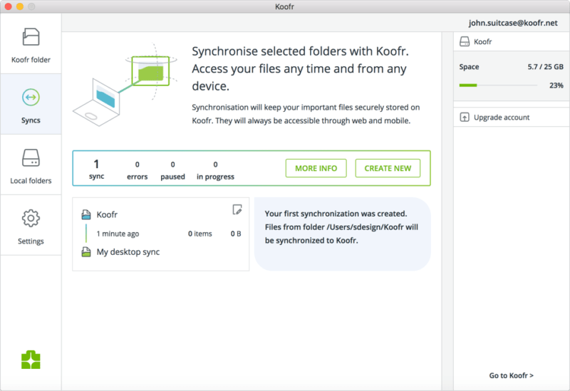 Desktop App Default Sync