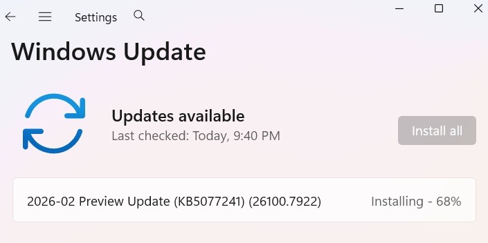 Windows 11 KB5077241 non-security update for February 24, 2026.