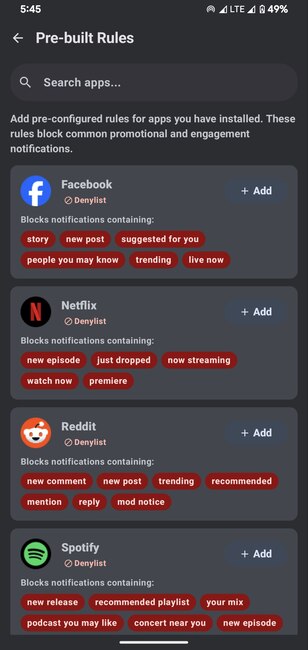 Donotnotify Prebuilt Rules