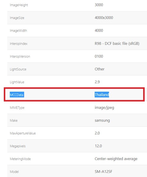 MCCData or Mobile Country Code gives cellular location confirming geography in a smartphone pic.