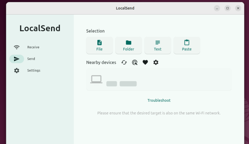 Send Tab Of Localsend Application On Ubuntu Linux