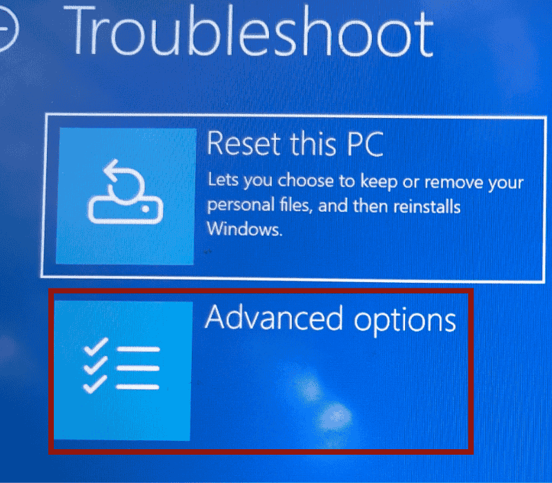 Windows Troubleshoot Advanced Options