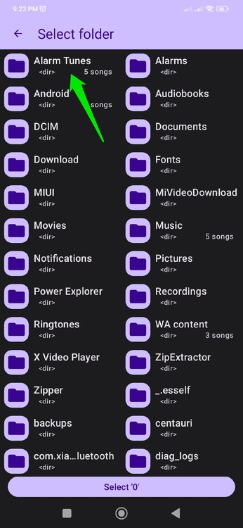 Adding Folder For Alarm