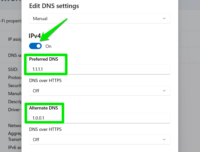 Adding cloudflare DNS in Windows