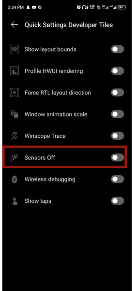 Android Developer Tiles Sensors Off
