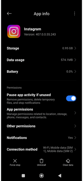 Android Instagram App Info