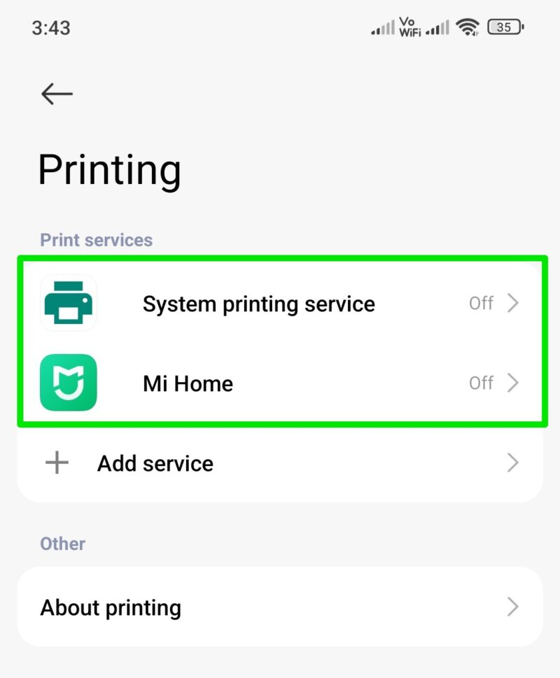 Android Printing Services