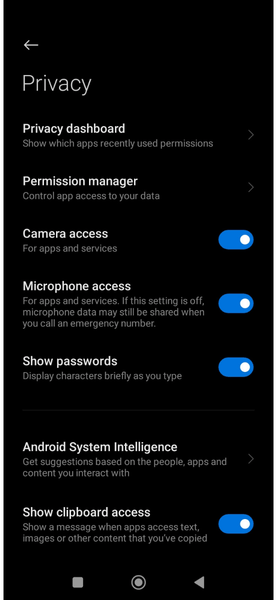 Android Settings Privacy