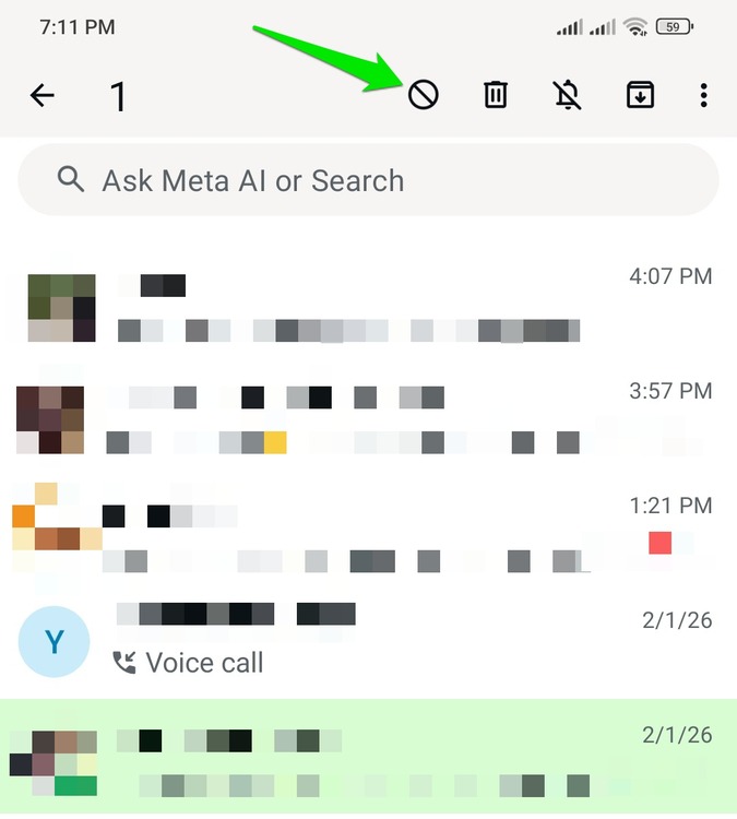 Block Button For a Chat in WhatsApp
