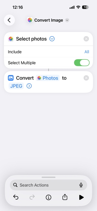 Checking For Heic Iphone Shortcuts Multiple Actions