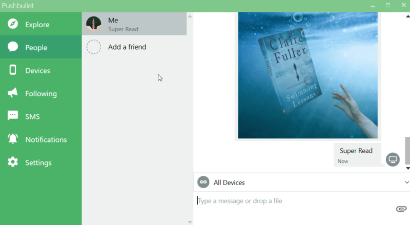 Using Pushbullet to connect Windows PC with Android phone. 