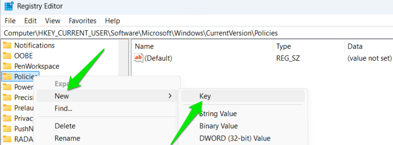 Creating a New Key in Windows Registry