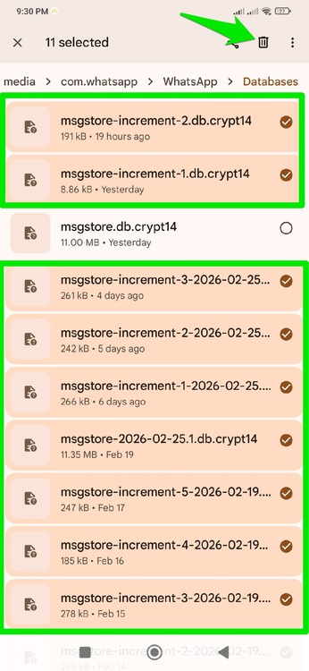 Deleting Backup Files in Whatsapp