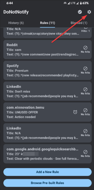 Donotnotify Settings