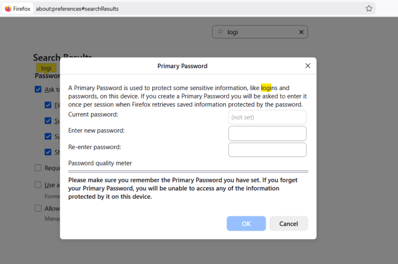 Firefox Primary Password