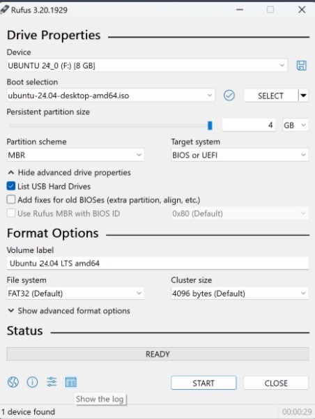 Creating a bootable USB in Rufus to move from Windows to Linux.