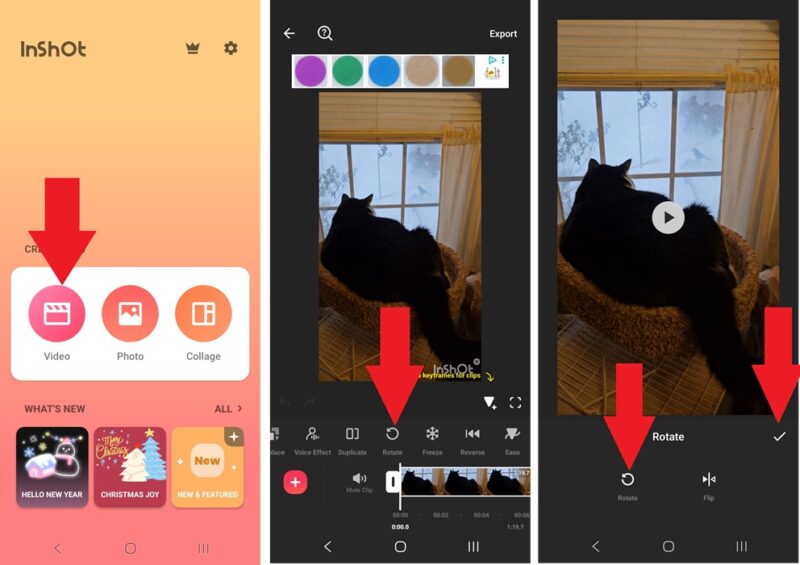 Rotating Android videos with InShot.