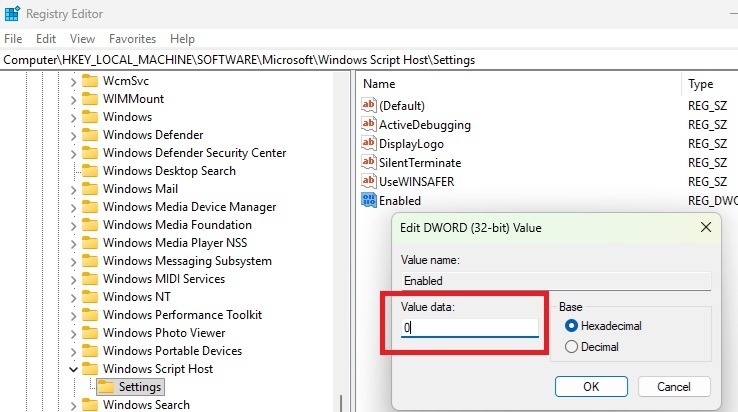 Set value to zero in Registry.