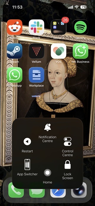 Viewing navigation menu on iPhone home screen.