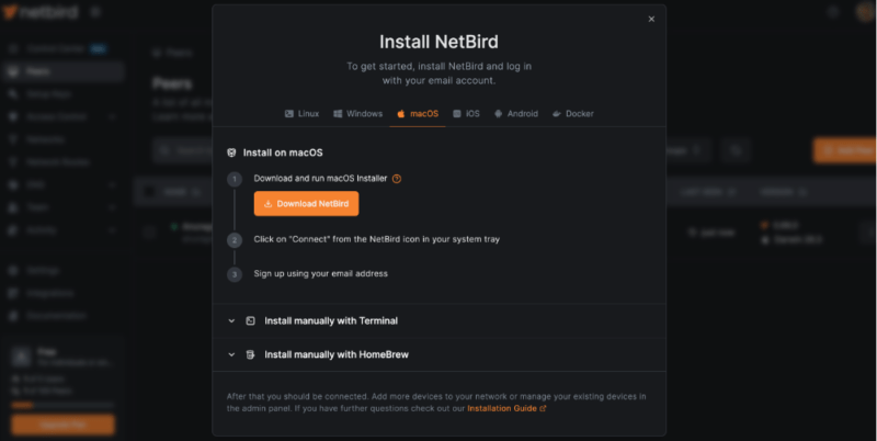 Adding new peer to NetBird