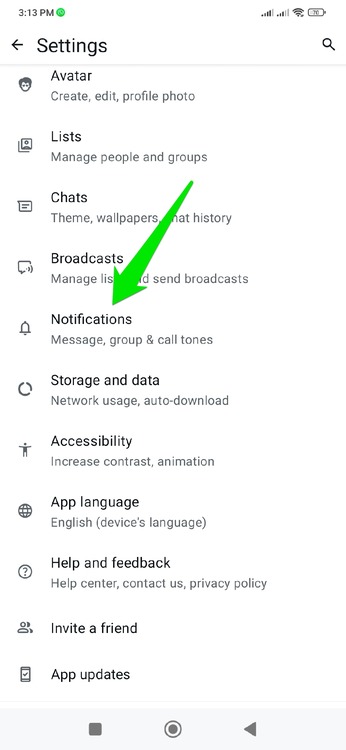Notification Settings in WhatsApp