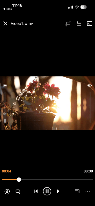 WMV file playing on iPhone using VLC app. 