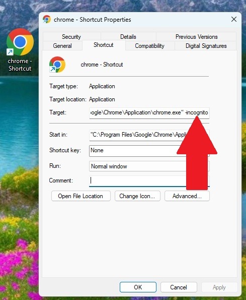Use a shortcut to open Chrome in Incognito mode automatically.