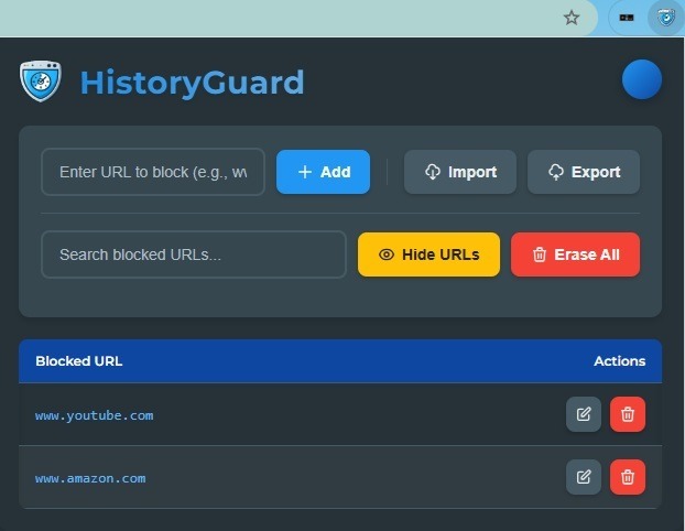 Prevent Chrome from showing history for certain sites with HistoryGuard.