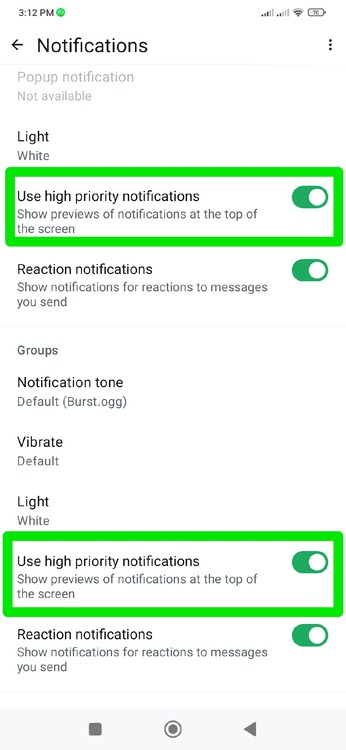Priority Notification Settings in WhatsApp