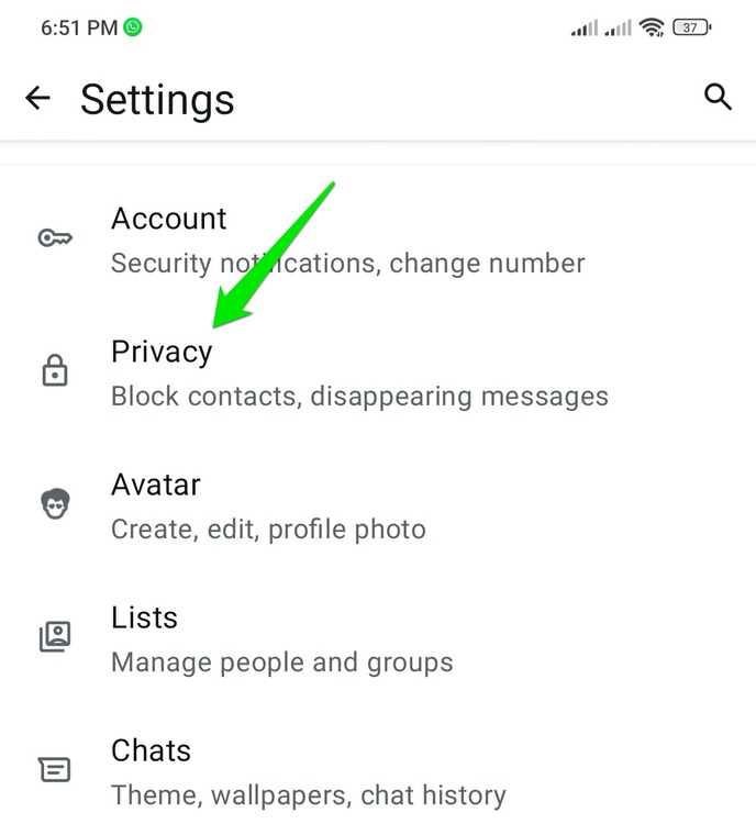 Privacy settings in WhatsApp
