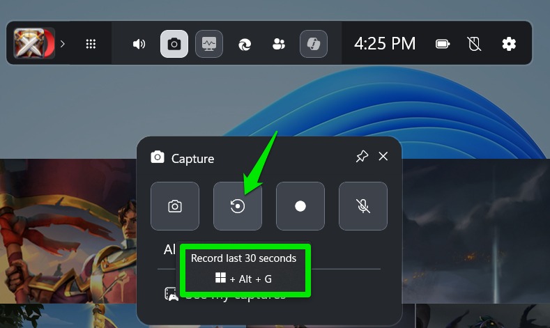 Record What Happens functions enabled in game bar